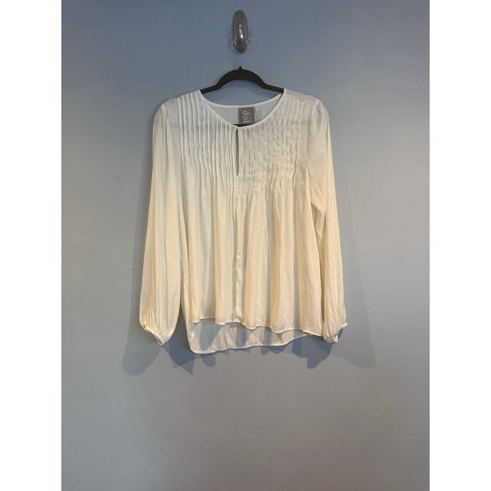 Dolan Left Coast Collection Cream Pleated Blouse XS Long Sleeve